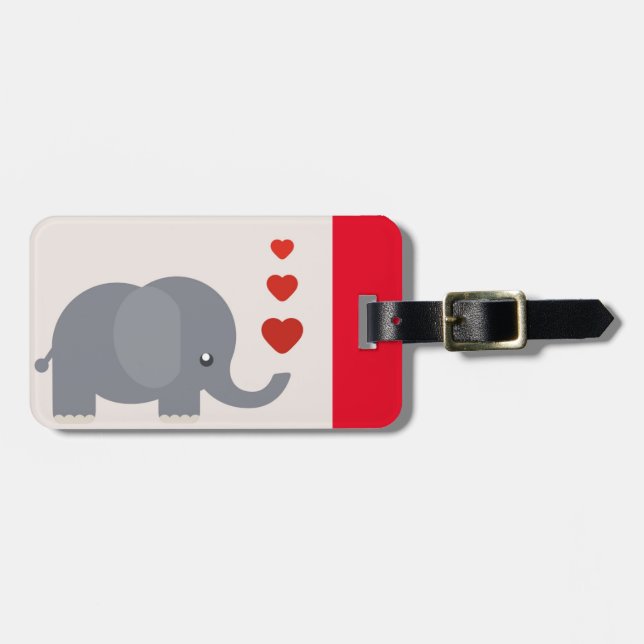 Niedlicher Elefant mit herzlicher, skurriler Liebe Gepäckanhänger (Vorderseite horizontal)