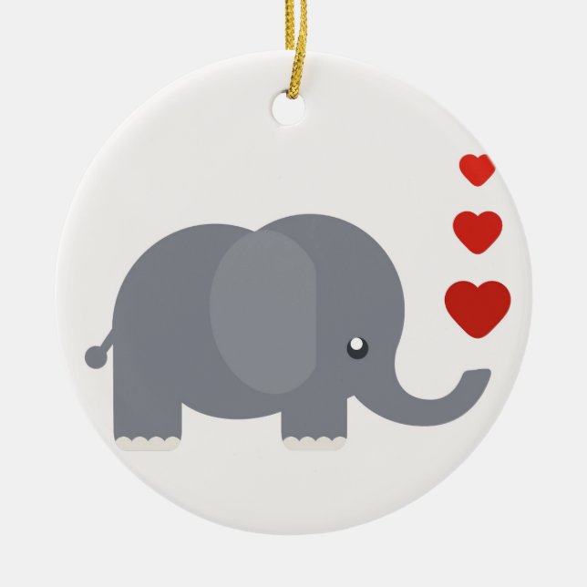 Niedlicher Elefant mit herzlicher, skurriler Liebe Keramikornament (Vorne)