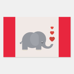 Niedlicher Elefant mit herzlicher, skurriler Liebe Rechteckiger Aufkleber