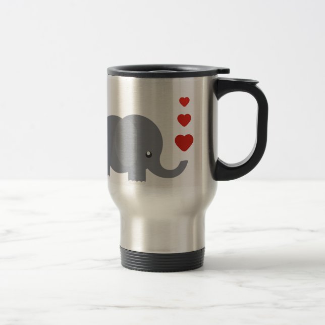 Niedlicher Elefant mit herzlicher, skurriler Liebe Reisebecher (Rechts)