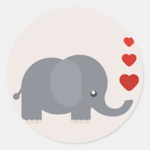 Niedlicher Elefant mit herzlicher, skurriler Liebe Runder Aufkleber