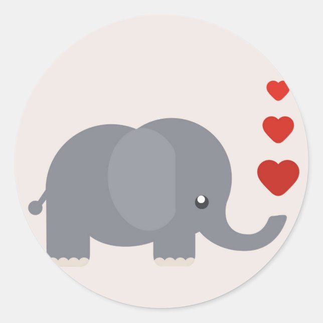 Niedlicher Elefant mit herzlicher, skurriler Liebe Runder Aufkleber (Vorderseite)