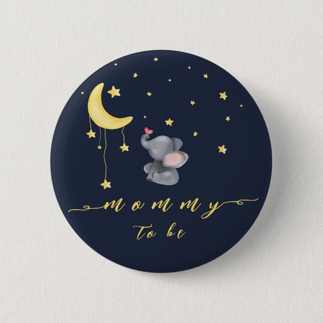 Niedlicher Elefant mit kleiner Schmetterling-Mommy Button (Vorderseite)