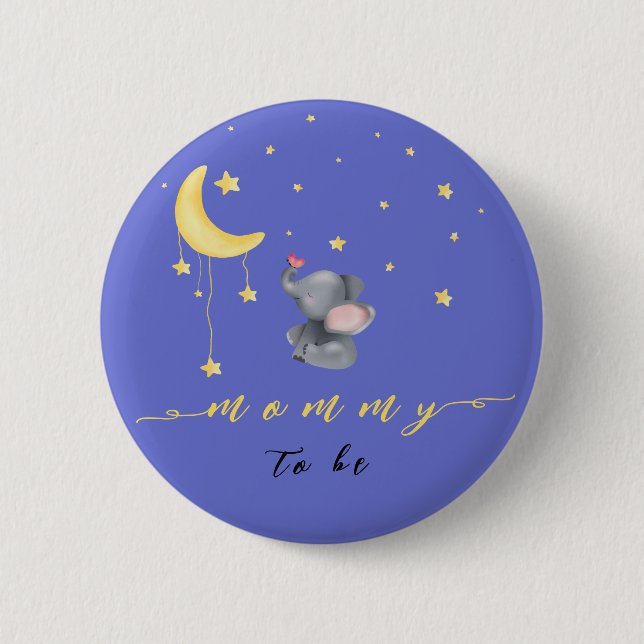 Niedlicher Elefant mit kleiner Schmetterling-Mommy Button (Vorderseite)