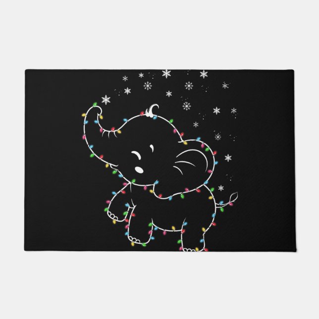 niedlicher Elefant mit Leinen fröhlichen Weihnacht Fußmatte (Vorderseite)