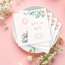Niedlicher Elefant mit Pink Balloon Babydusche