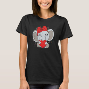 Niedlicher Elefant mit Red Bow und Liebe Heart Val T-Shirt