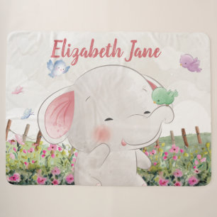 Niedlicher Elefant mit Vögeln Blütenflora Landscha Sherpadecke