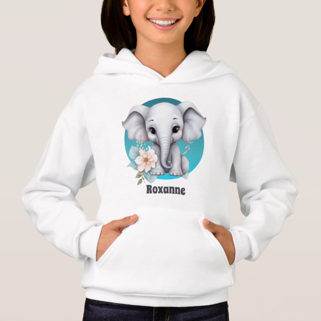 niedlicher Elefant nennt Mädchen Hoodie (Vorderseite)