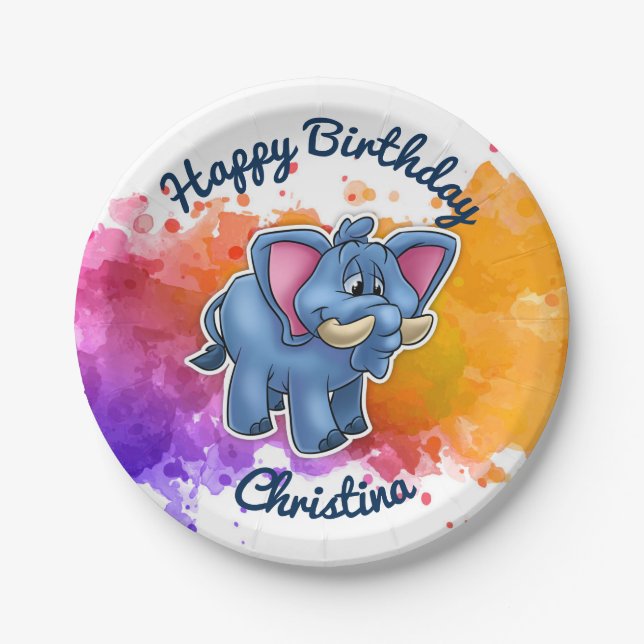 Niedlicher Elefant-Party-Teller Pappteller (Vorderseite)