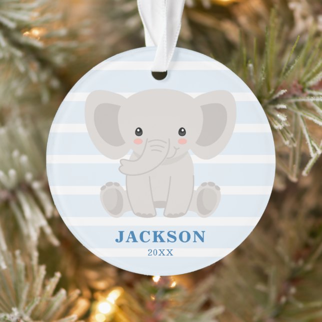 Niedlicher Elefant, Personalisierter Kleinkind Wei Ornament (Baum)