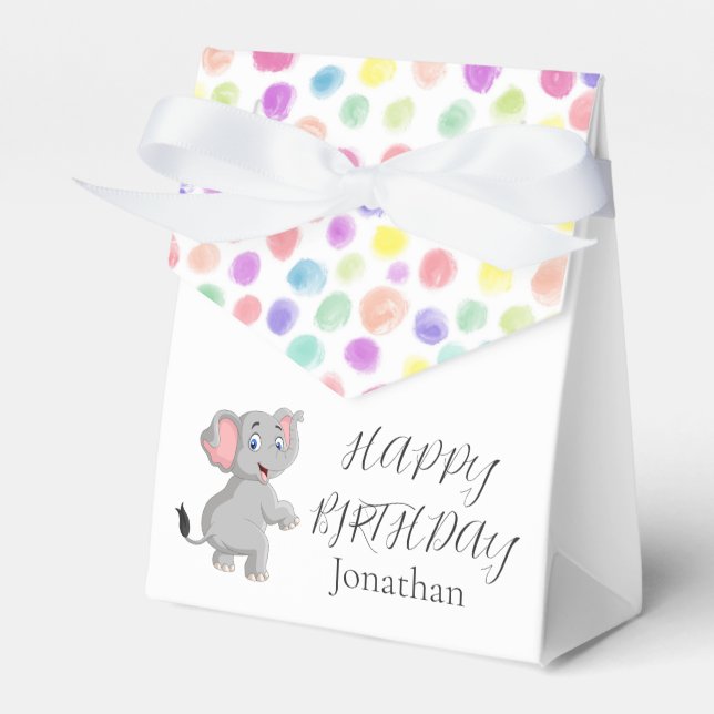 Niedlicher Elefant Poker Dots Geburtstag Geschenkschachtel (Vorderseite)