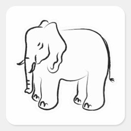 Niedlicher Elefant. Quadratischer Aufkleber
