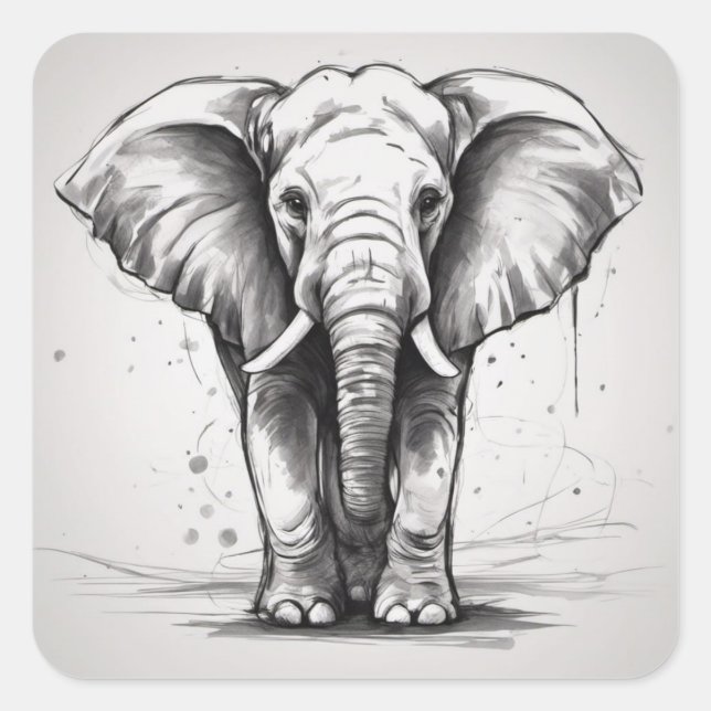 Niedlicher Elefant Quadratischer Aufkleber (Vorderseite)