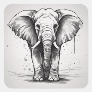 Niedlicher Elefant Quadratischer Aufkleber