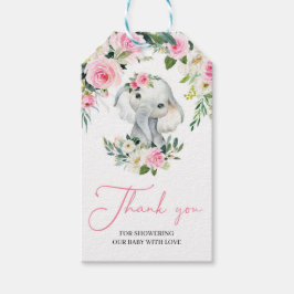 Niedlicher Elefant Rosa Blumengrün Baby Geschenkanhänger