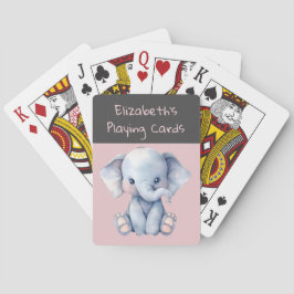 Niedlicher Elefant, rosa Graukinder Spielkarten