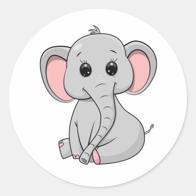 Niedlicher Elefant Runder Aufkleber (Vorderseite)