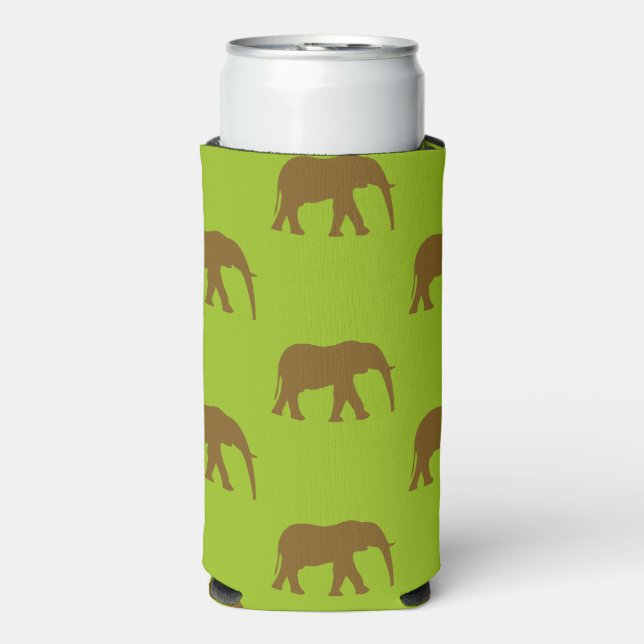 Niedlicher Elefant Silhouetten grün Selters Dosenkühler (Seltzer Vorderseite)