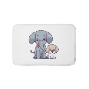 Niedlicher Elefant und Hund Badematte