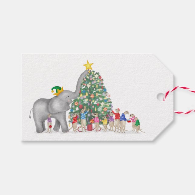 Niedlicher Elefant und Mekka Weihnachtsgeschenke Geschenkanhänger (Vorderseite (Horizontal))