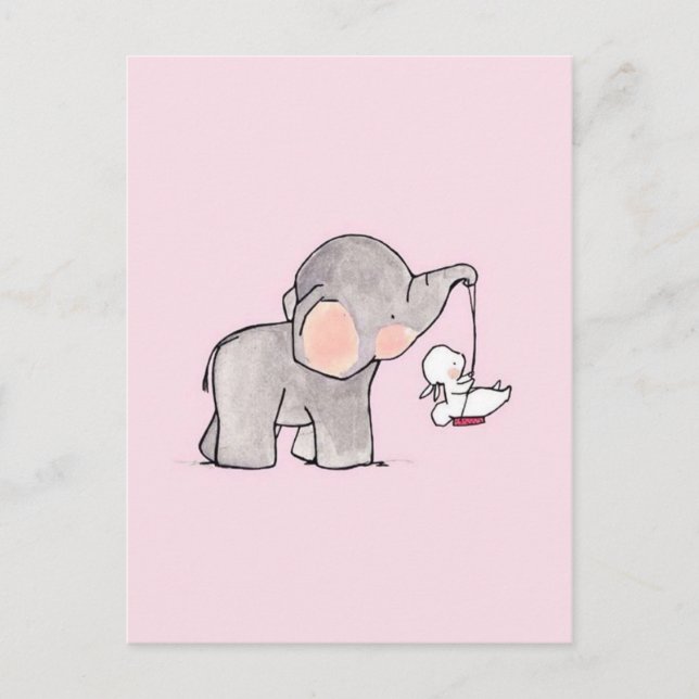 Niedlicher Elefant und sonnig Postkarte (Vorderseite)