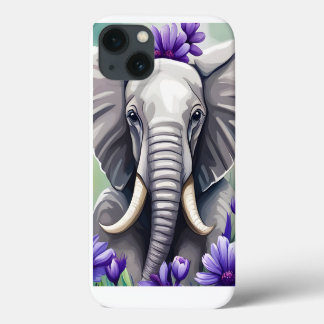 Niedlicher Elefant und violette Blumen Case-Mate iPhone Hülle