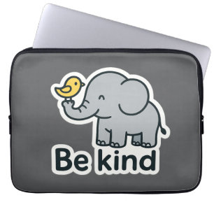 Niedlicher Elefant und Vogelaufkleber Laptopschutzhülle