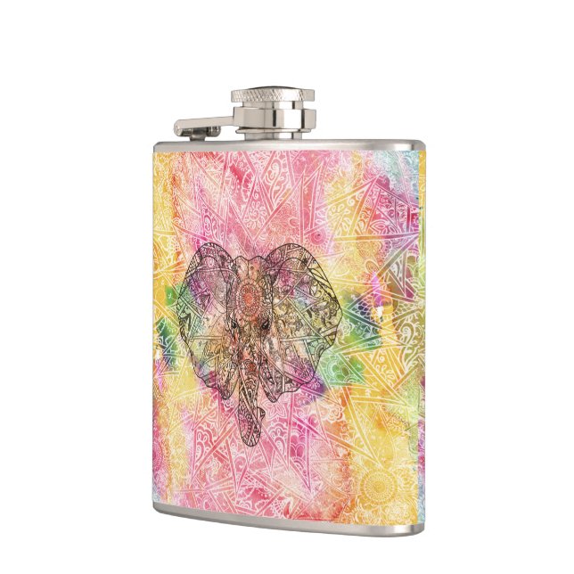 Niedlicher Elefant Watecolor handgezeichnete Henna Flachmann (Links)