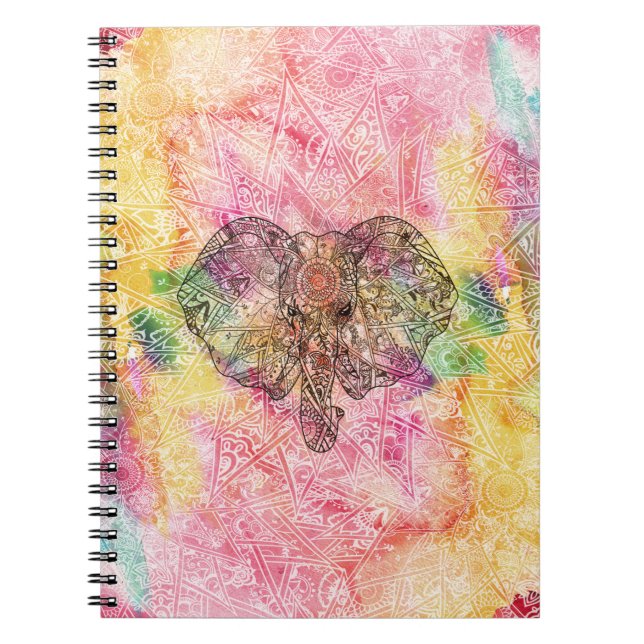 Niedlicher Elefant Watecolor handgezeichnete Henna Notizblock (Vorderseite)