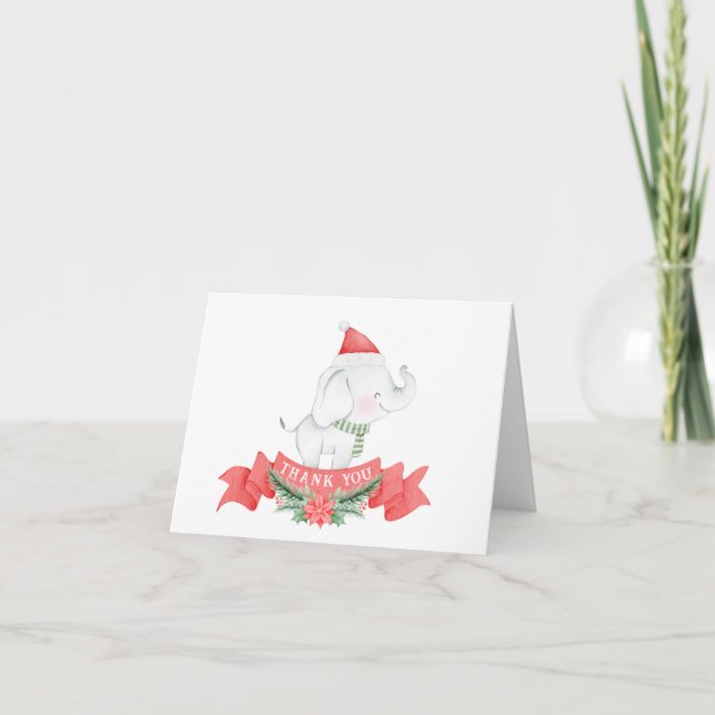 Niedlicher Elefant | Weihnachten Dankeskarte (Vorderseite)