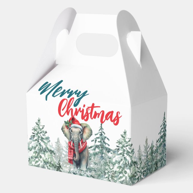 Niedlicher Elefant Weihnachtsbaum Frohe Weihnachte Geschenkschachtel (Vorderseite)