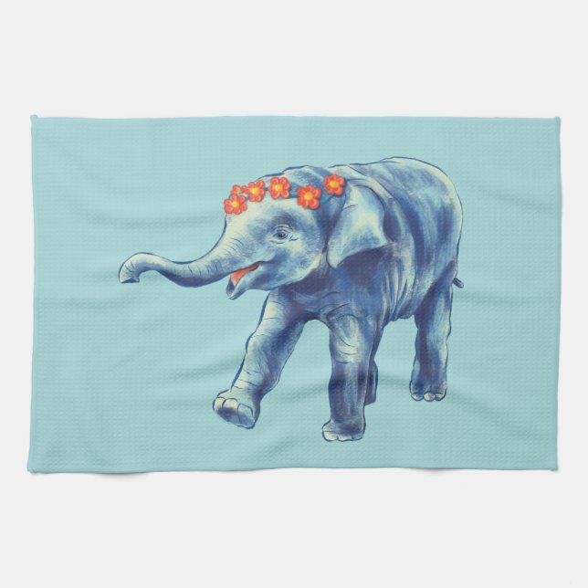 Niedlicher Elefantenafrikaner Savana Geschirrtuch (Horizontal)