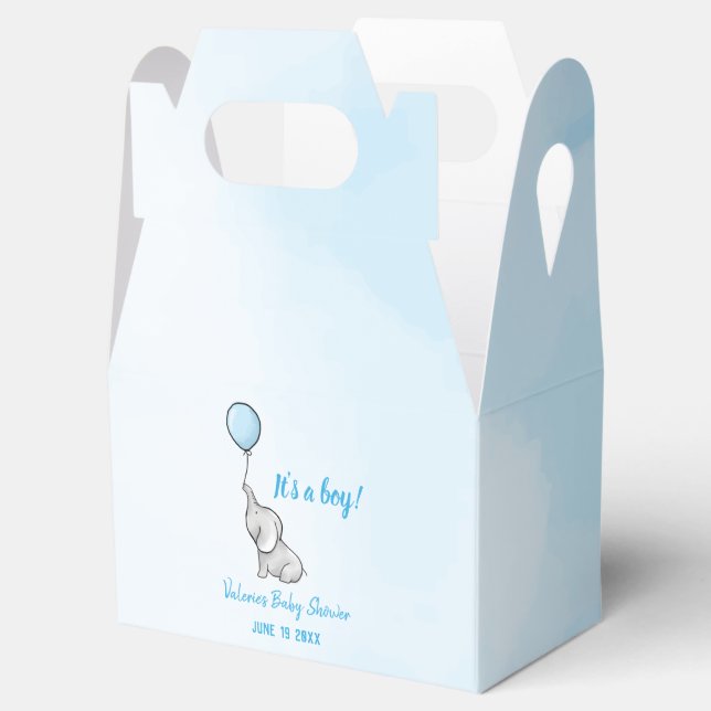 Niedlicher Elefantenbaby-Duschjunge Geschenkschachtel (Geöffnet)