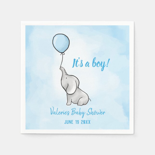 Niedlicher Elefantenbaby-Duschjunge Serviette (Vorderseite)