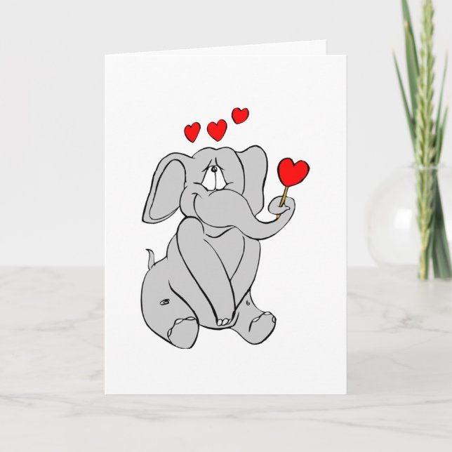 Niedlicher Elefantenherz Adorable Valentine Feiertagskarte (Vorderseite)
