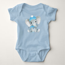 Niedlicher Elefantenjunge Bodysuit Blau rustikal