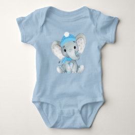 Niedlicher Elefantenjunge Bodysuit Blau rustikal Baby Strampler
