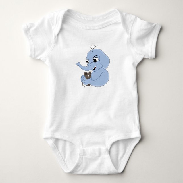Niedlicher Elefantenjunge Cartoon Babybodysuit Baby Strampler (Vorderseite)
