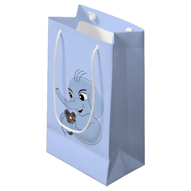 Niedlicher Elefantenjunge Cartoon kleine Geschenkt Geschenktüte (Vorderseite Schrägansicht)