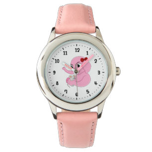 Niedlicher Elefantenmädchen Cartoon Armbanduhr
