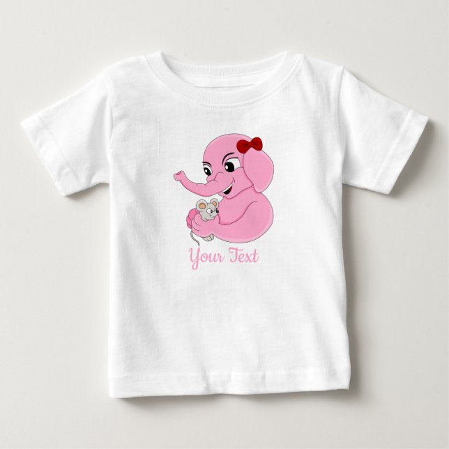 Niedlicher Elefantenmädchen Cartoon Baby T - Shirt (Vorderseite)