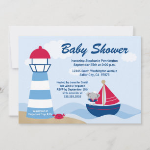 Niedlicher Elefantensegler mit Babydusche Einladun Einladung