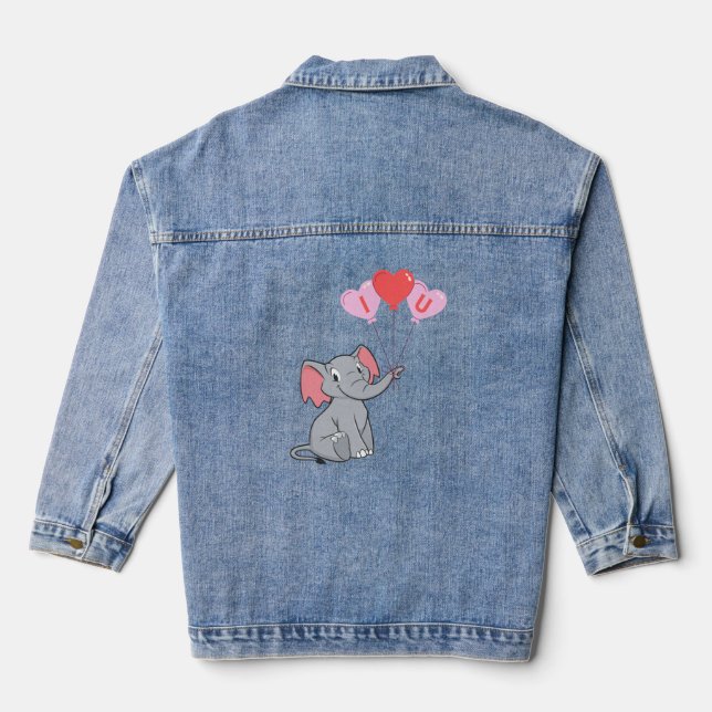 Niedlicher Elefantenvalentin Jeansjacke (Rückseite)