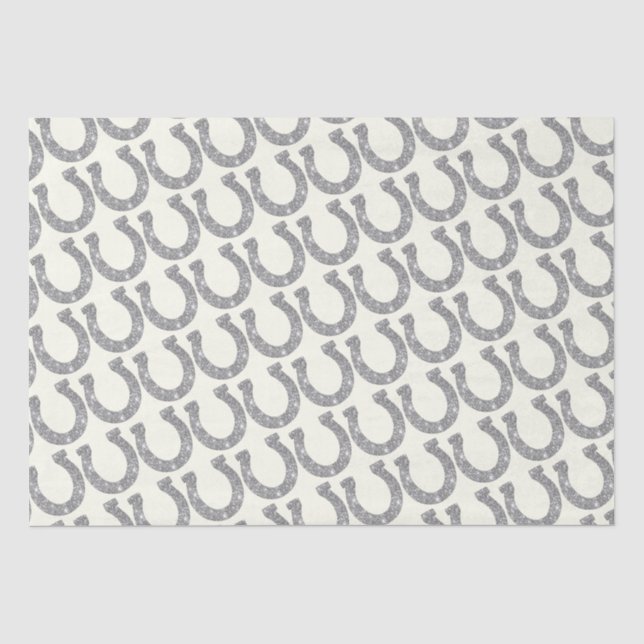 Niedlicher Elegant Glam Horseshoe Silver Glitzer Seidenpapier (Vorderseite)