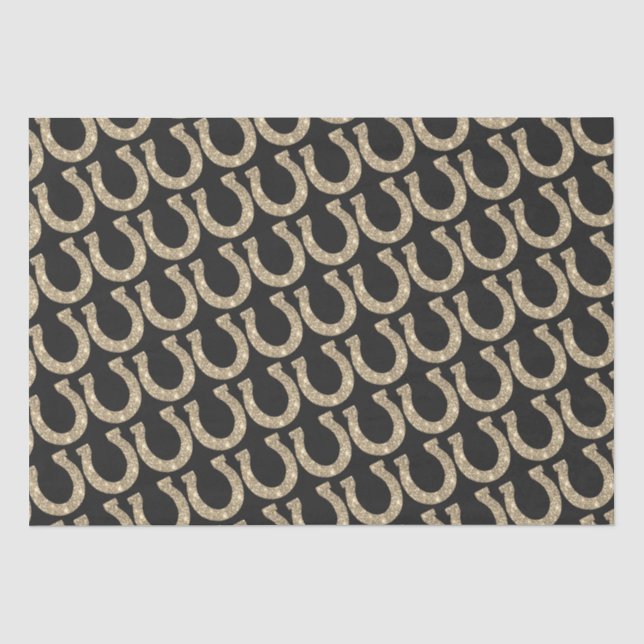 Niedlicher Eleganter Glam Horseshoe Gold Black Gli Seidenpapier (Vorderseite)