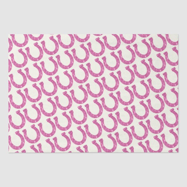 Niedlicher Eleganter Glam Horseshoe Pink Glitzer Seidenpapier (Vorderseite)