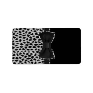 Niedlicher, eleganter Schwarz-Weiß-Leopardendruck Adressaufkleber