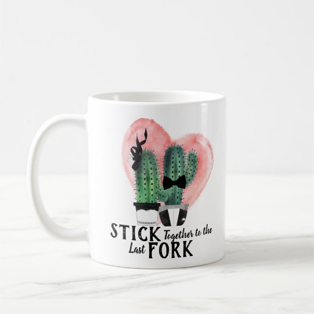 Niedlicher, eleganter Wasserfarben-Kakteen-Pun Kaffeetasse (Links)