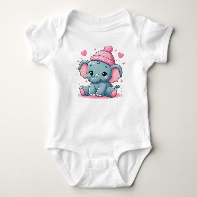 Niedlicher Elephant Baby Bodysuit Baby Strampler (Vorderseite)